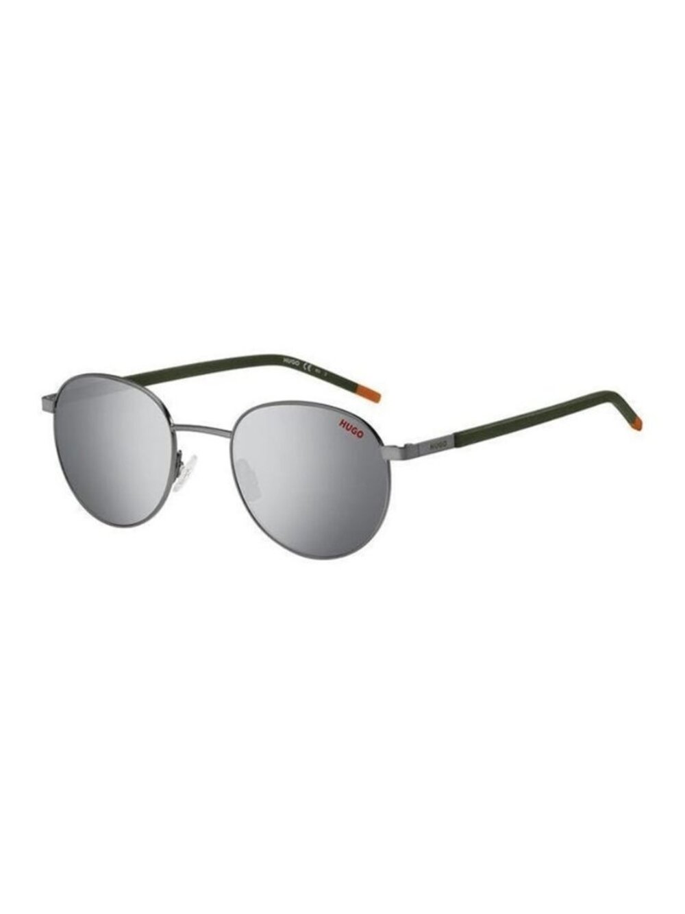 New Authentic Hugo Boss Men's Grey and Green Round Metal Sunglasses